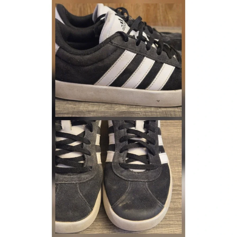 Adidas VL Court 3.0 Athletic Sneakers Shoes Youth Size 3 Black White - Picture 11 of 12